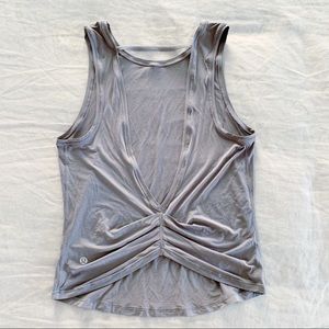 Lululemon open back deep stretch gray tank